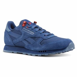 Reebok Classic Leather Turnschuhe Kinder - Blau/Rot - DE 627-CSZ